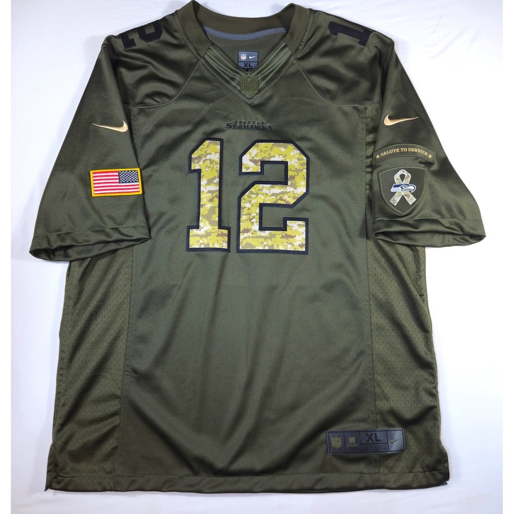 Nike Seattle Seahawks Salute to Service Jersey 12 Fan Olive Green XL 659327-328